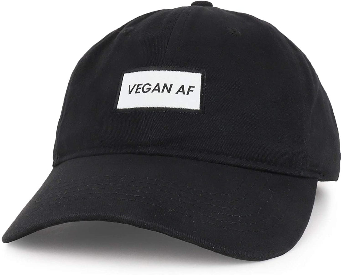 Trendy Apparel Shop Vegan AF Woven Patch Embroidered Cotton Dad Hat