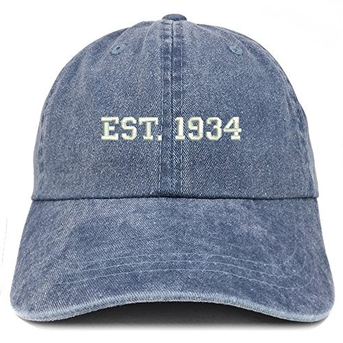 Trendy Apparel Shop EST 1934 Embroidered - 87th Birthday Gift Pigment Dyed Washed Cap