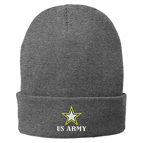 Trendy Apparel Shop US Army Star Logo Embroidered Winter Knit Long Beanie
