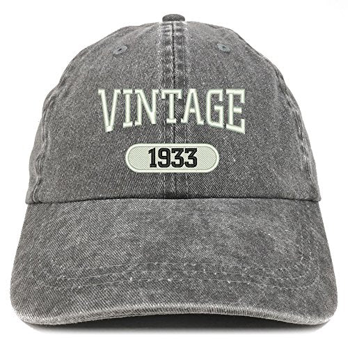 Trendy Apparel Shop Vintage 1933 Embroidered 88th Birthday Soft Crown Washed Cotton Cap