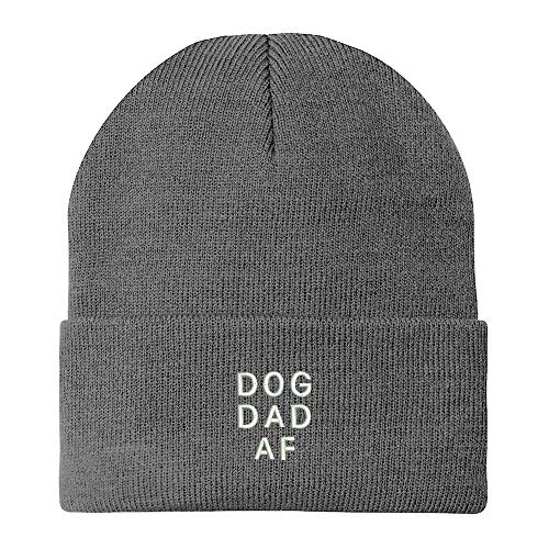 Trendy Apparel Shop Dog Dad AF Embroidered Winter Long Cuff Beanie