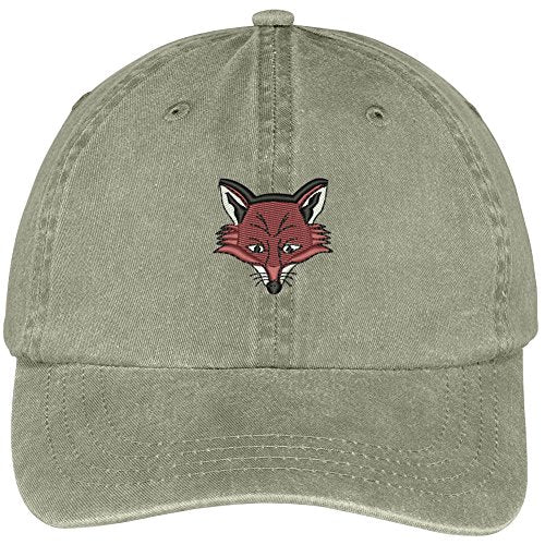 Trendy Apparel Shop Fox Embroidered Washed Soft Cotton Adjustable Baseball Cap