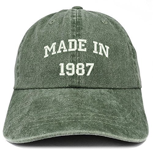 Trendy Apparel Shop Made in 1987 Text Embroidered 34th Birthday Washed Cap