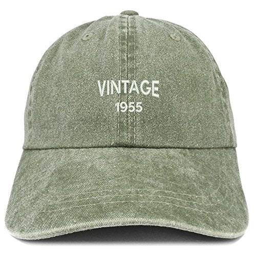 Trendy Apparel Shop Small Vintage 1955 Embroidered 66th Birthday Washed Pigment Dyed Cap