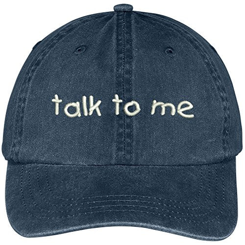 Trendy Apparel Shop Talk To Me Embroidered Washed Cotton Adjustable Cap