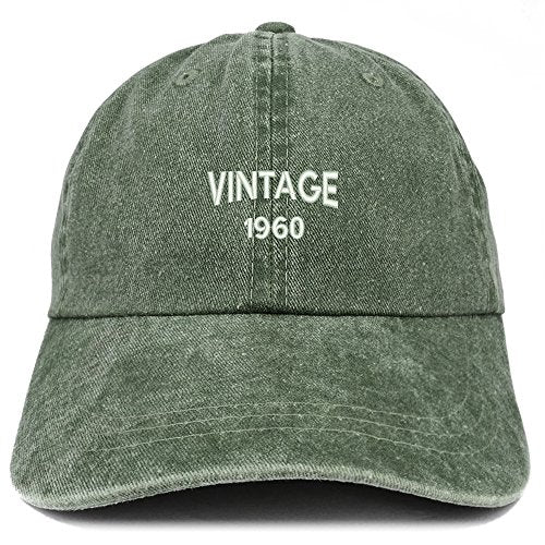 Trendy Apparel Shop Small Vintage 1960 Embroidered 61st Birthday Washed Pigment Dyed Cap
