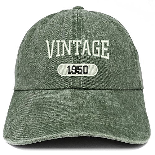 Trendy Apparel Shop Vintage 1950 Embroidered 71st Birthday Soft Crown Washed Cotton Cap