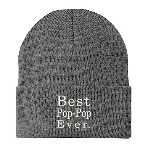 Trendy Apparel Shop Best Pop Pop Ever Embroidered Winter Long Cuff Beanie