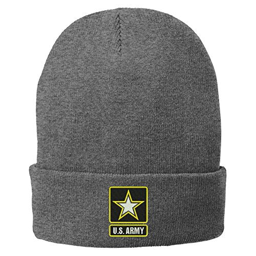 Trendy Apparel Shop US Army Embroidered Winter Folded Long Beanie