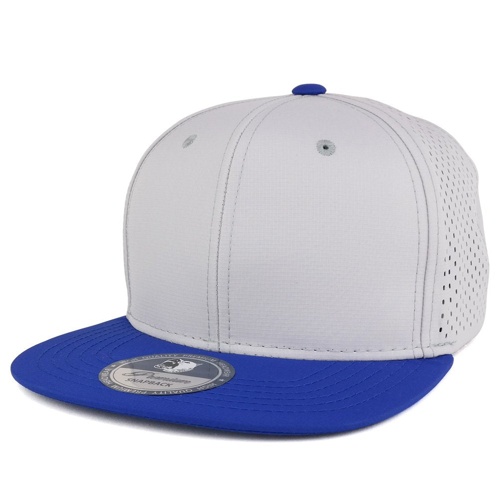 Trendy Apparel Shop Cool Fabric Two-Tone Flatbill Blank Snapback Mesh Cap