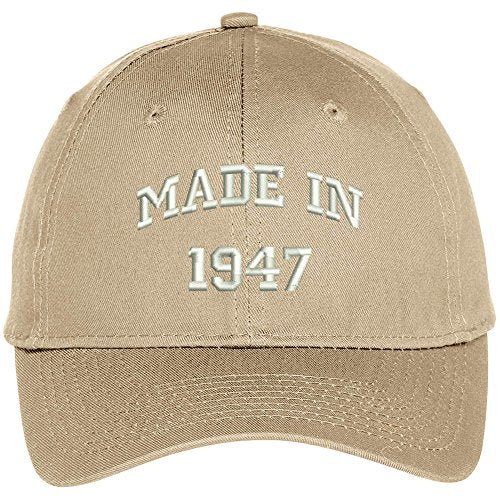 Trendy Apparel Shop Made In 1947-70th Birthday Embroidered High Profile Adjustable Baseball Cap