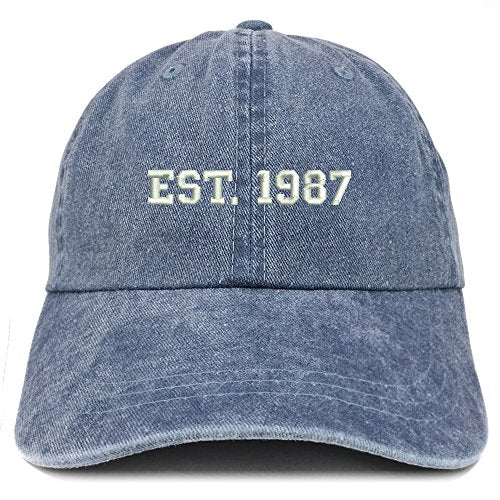 Trendy Apparel Shop EST 1987 Embroidered - 34th Birthday Gift Pigment Dyed Washed Cap