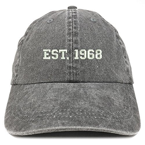 Trendy Apparel Shop EST 1968 Embroidered - 53rd Birthday Gift Pigment Dyed Washed Cap