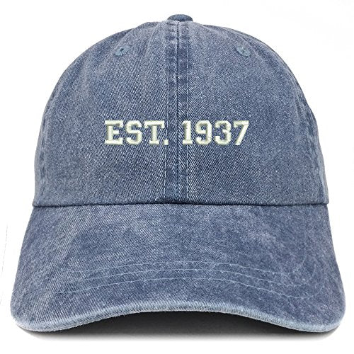 Trendy Apparel Shop EST 1937 Embroidered - 84th Birthday Gift Pigment Dyed Washed Cap
