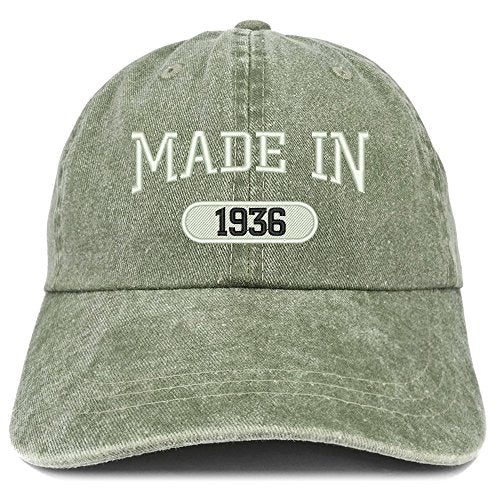 Trendy Apparel Shop Made in 1936 Embroidered 85th Birthday Washed Baseball Cap