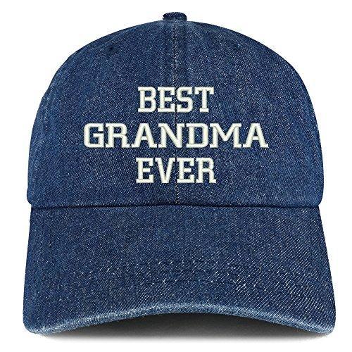 Trendy Apparel Shop Best Grandma Ever Embroidered 100% Cotton Denim Cap Dad Hat