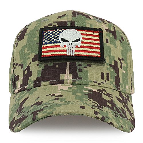 Trendy Apparel Shop Youth Military Punisher American Flag Patch On Tactical Cap