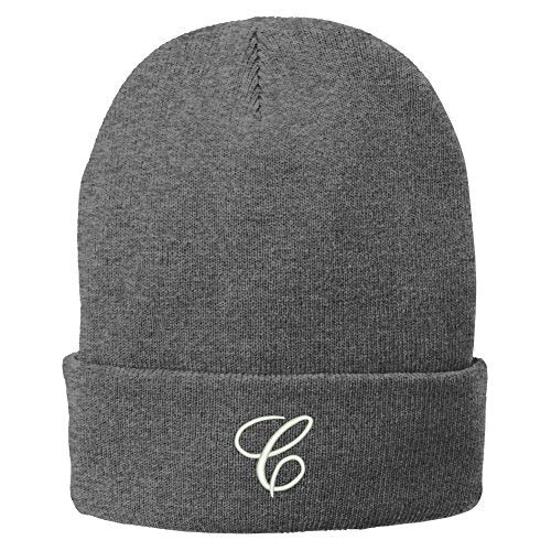 Trendy Apparel Shop Letter C Embroidered Winter Knitted Long Beanie