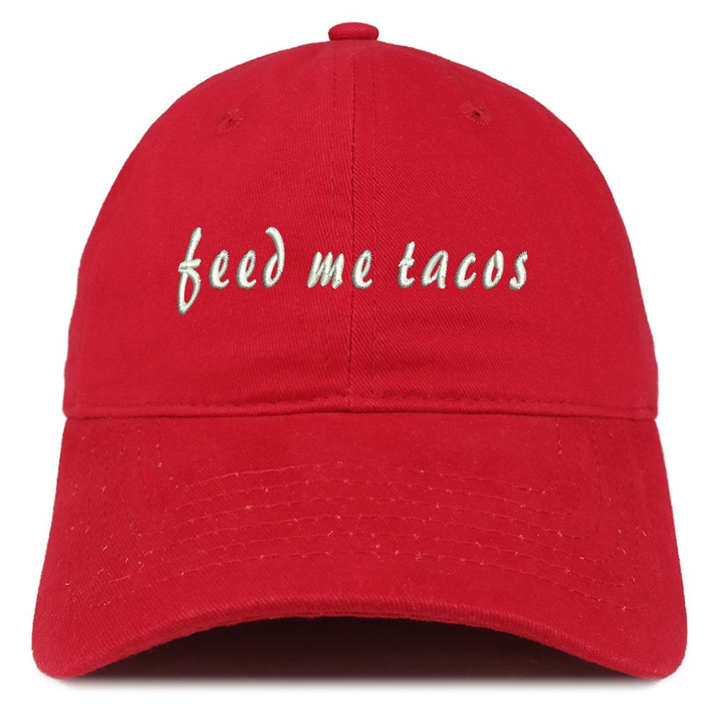 Trendy Apparel Shop Feed Me Tacos Embroidered Adjustable Cotton Cap Dad Hat
