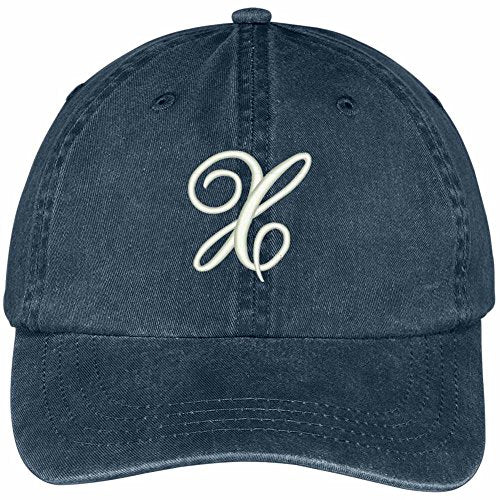 Trendy Apparel Shop Letter X Script Monogram Font Embroidered Washed Cotton Cap