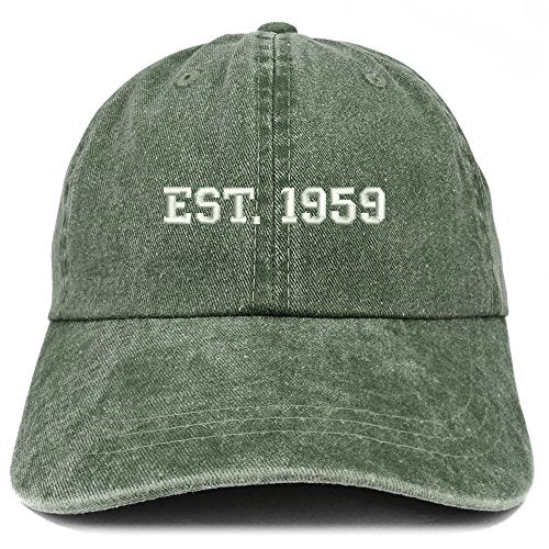 Trendy Apparel Shop EST 1959 Embroidered - 62nd Birthday Gift Pigment Dyed Washed Cap