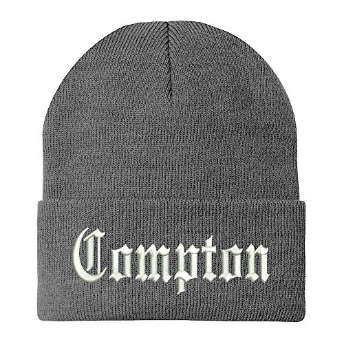 Trendy Apparel Shop Compton City Old English Embroidered Long Cuff Beanie