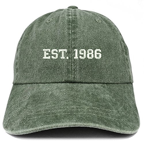 Trendy Apparel Shop EST 1986 Embroidered - 35th Birthday Gift Pigment Dyed Washed Cap