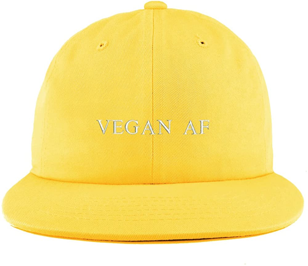 Trendy Apparel Shop Vegan AF Embroidered Unstructured Flatbill Adjustable Cap - Red