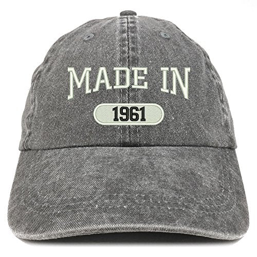 Trendy Apparel Shop Made in 1961 Embroidered 60th Birthday Washed Baseball Cap