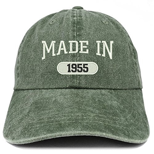Trendy Apparel Shop Made in 1955 Embroidered 66th Birthday Washed Baseball Cap