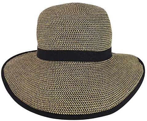 Trendy Apparel Shop UPF 50+ 4 Inch Split Brim Bow Paper Braid Tweed Sun Hat