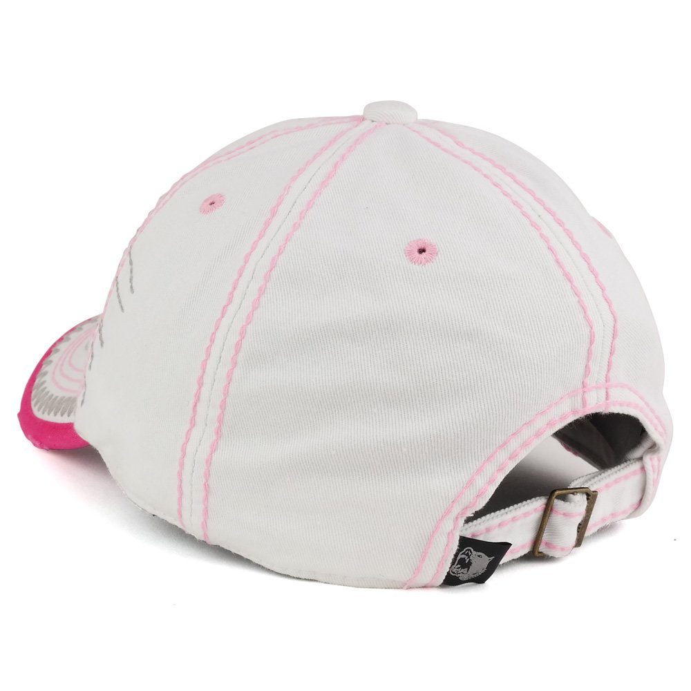 Trendy Apparel Shop Breast Cancer 3D Pink Ribbon Embroidered Cotton Baseball Cap with Frayed Bill