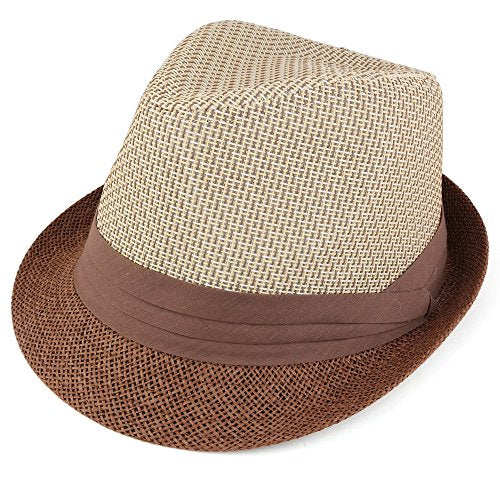 Trendy Apparel Shop Multi-Pattern Paper Straw Fedora Hat with Stylish Hat Band