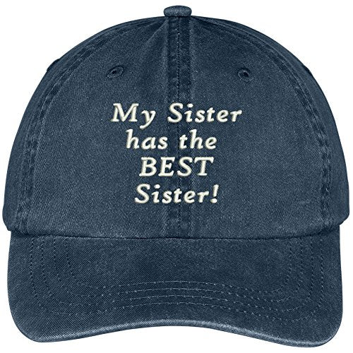 Trendy Apparel Shop My Sister Has The Best Sister Embroidered Washed Cotton Cap