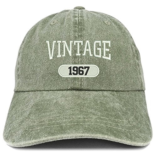 Trendy Apparel Shop Vintage 1967 Embroidered 54th Birthday Soft Crown Washed Cotton Cap