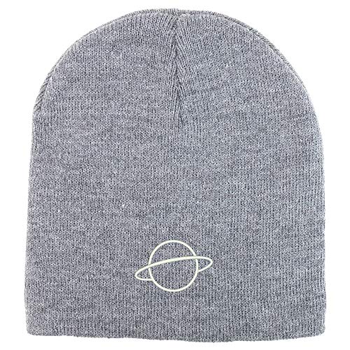 Trendy Apparel Shop Planet Embroidered Acrylic Winter Knit Skull Short Beanie