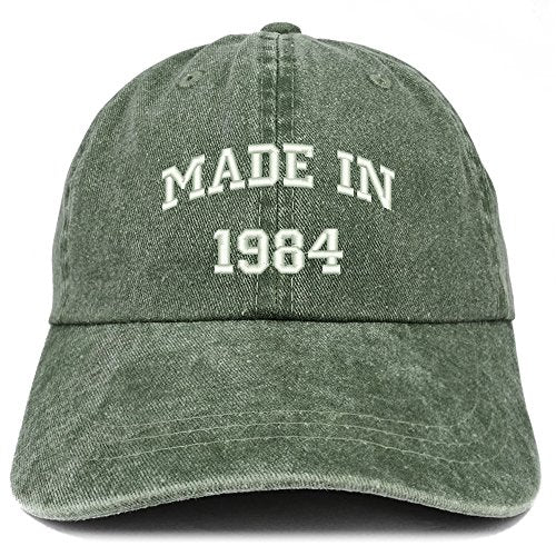 Trendy Apparel Shop Made in 1984 Text Embroidered 37th Birthday Washed Cap