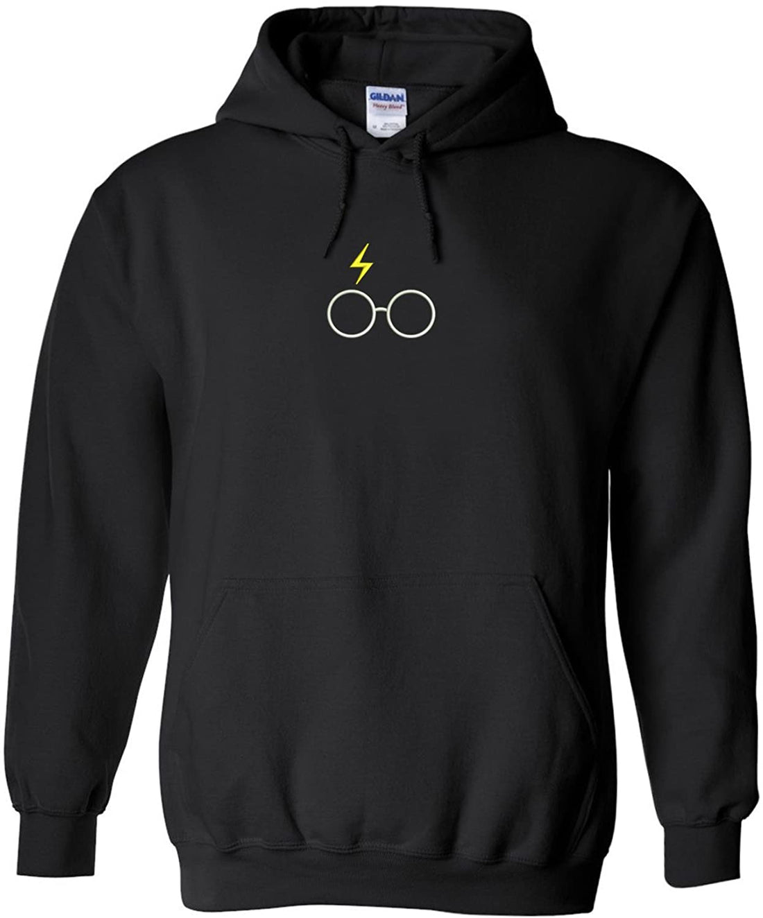 Trendy Apparel Shop Harry Glasses Embroidered Heavy Blend Hoodie - Black - 2XL
