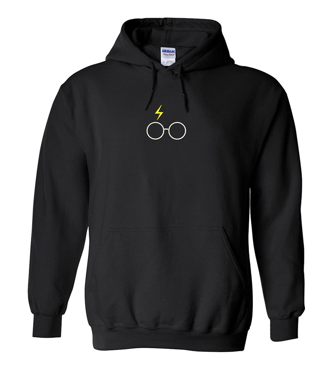 Trendy Apparel Shop Harry Glasses Embroidered Heavy Blend Hoodie - Black - 2XL