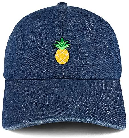 Trendy Apparel Shop Pineapple Patch Unstructured Denim Baseball Cap