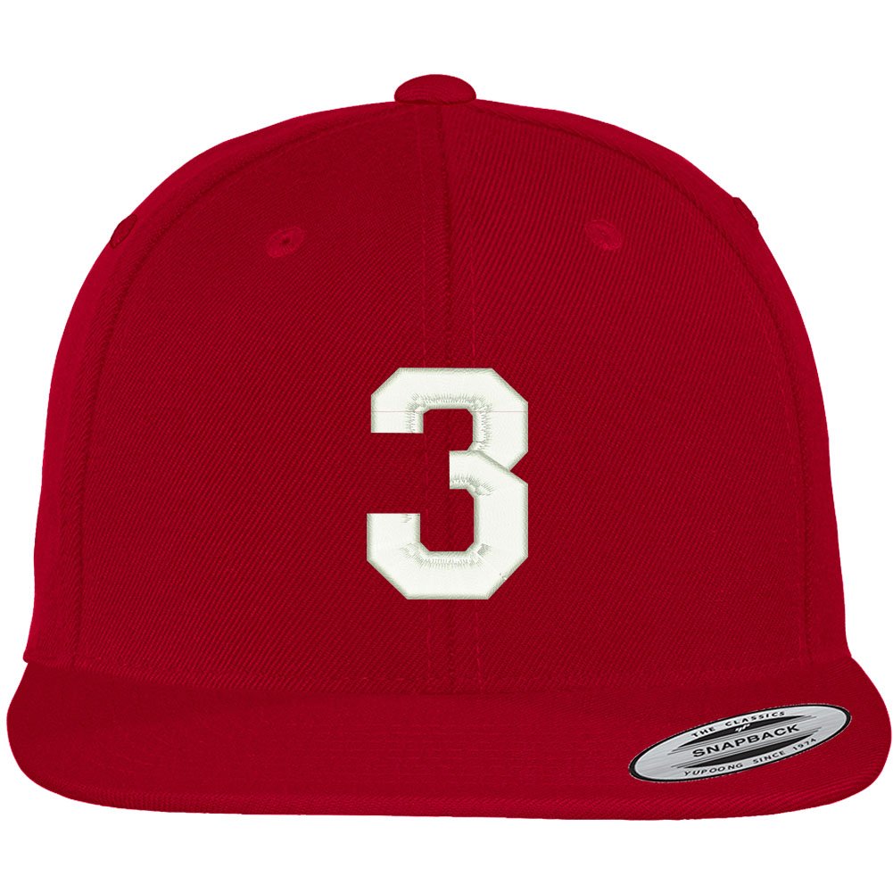 Trendy Apparel Shop Number 3 Collegiate Varsity Font Embroidered Flat Bill Snapback Cap