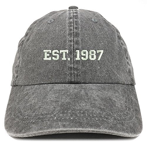 Trendy Apparel Shop EST 1987 Embroidered - 34th Birthday Gift Pigment Dyed Washed Cap