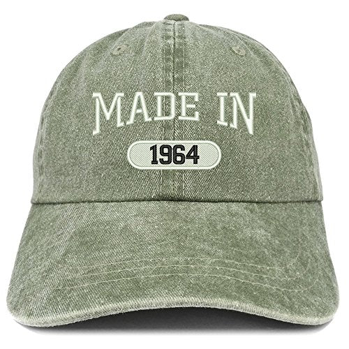Trendy Apparel Shop Made in 1964 Embroidered 57th Birthday Washed Baseball Cap