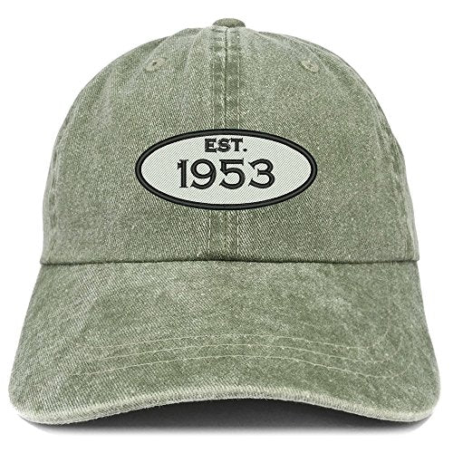 Trendy Apparel Shop Established 1953 Embroidered Birthday Gift Pigment Dyed Washed Cotton Cap