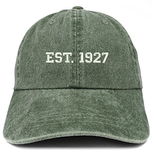 Trendy Apparel Shop EST 1927 Embroidered - 94th Birthday Gift Pigment Dyed Washed Cap