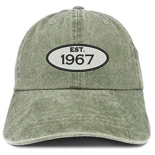 Trendy Apparel Shop Established 1967 Embroidered 54th Birthday Gift Pigment Dyed Washed Cotton Cap