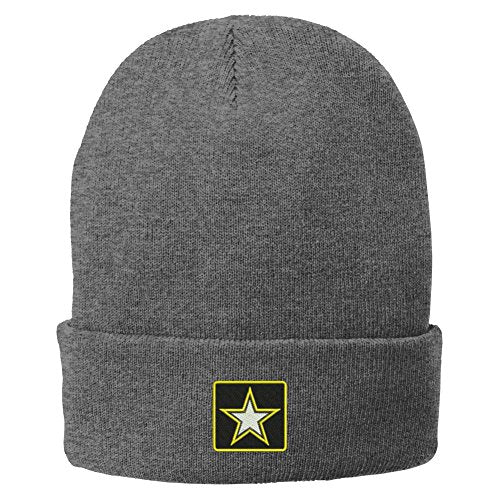 Trendy Apparel Shop US Army Star Logo Embroidered Winter Folded Long Beanie