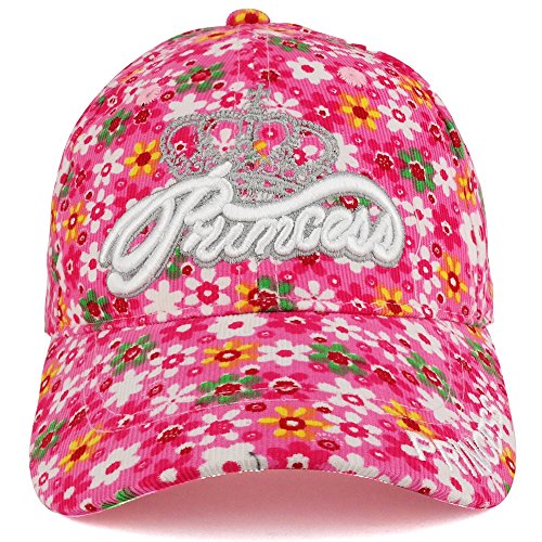 Trendy Apparel Shop Kid's Princess 3D Embroidered Flower Pattern Printed Structured Baseball Cap