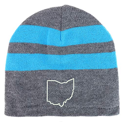Trendy Apparel Shop Ohio State Outline Fleece Lined Striped Short Beanie
