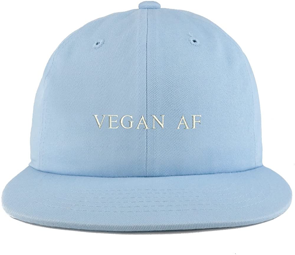Trendy Apparel Shop Vegan AF Embroidered Unstructured Flatbill Adjustable Cap - Red